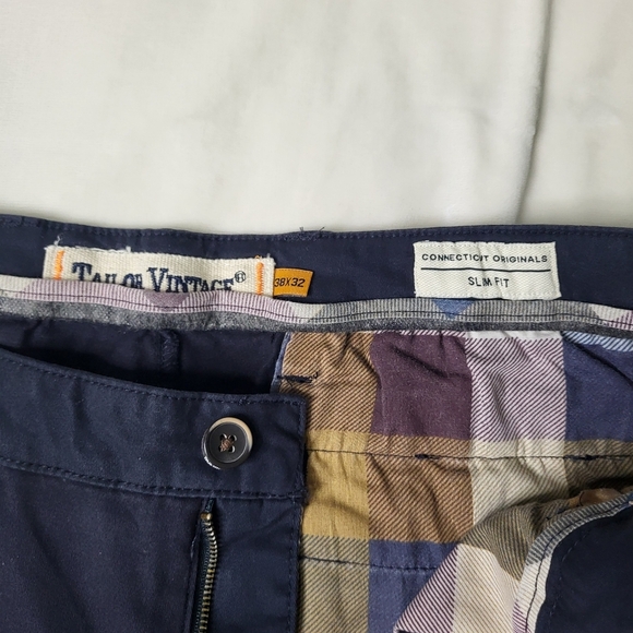 Tailor Vintage Navy Blue Mens Pants. 38x32. Stretch. Cotton Blend - Picture 13 of 16